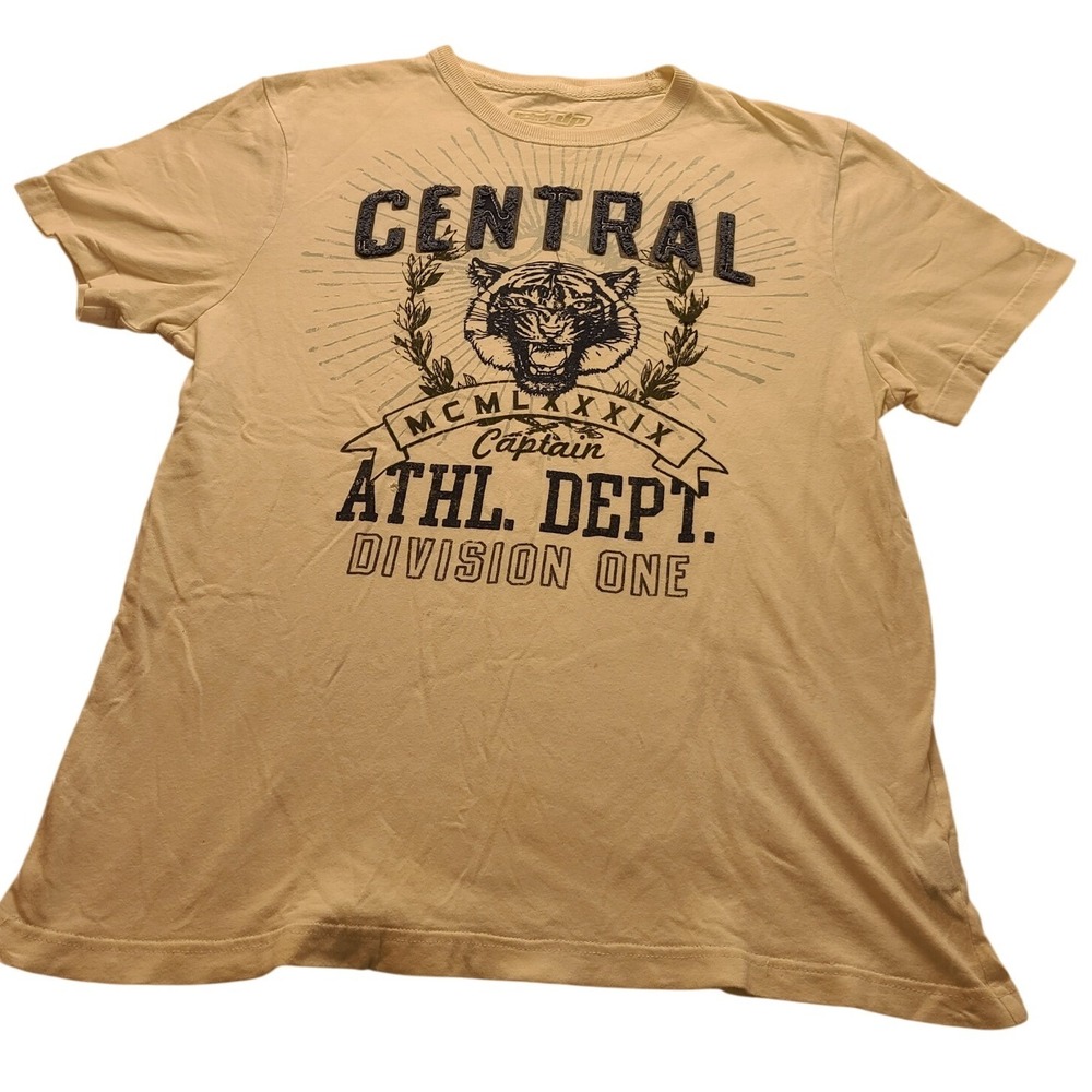 Urban‎ Up Men's Central Athletics Tiger Graphic T-Shirt Cream Medium Casual